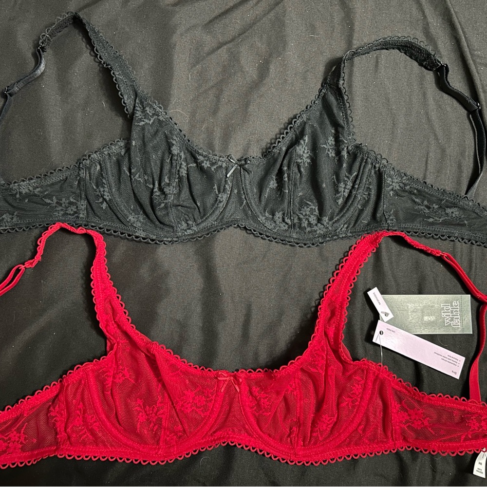 Pair - Red Lace Bralette & Black Version